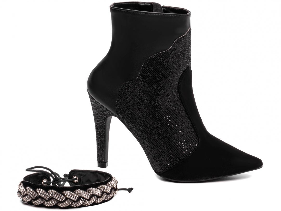 Bota Cano Baixo com Glitter e Pulseira Removível - Estilo e Versatilidade - Blisspump