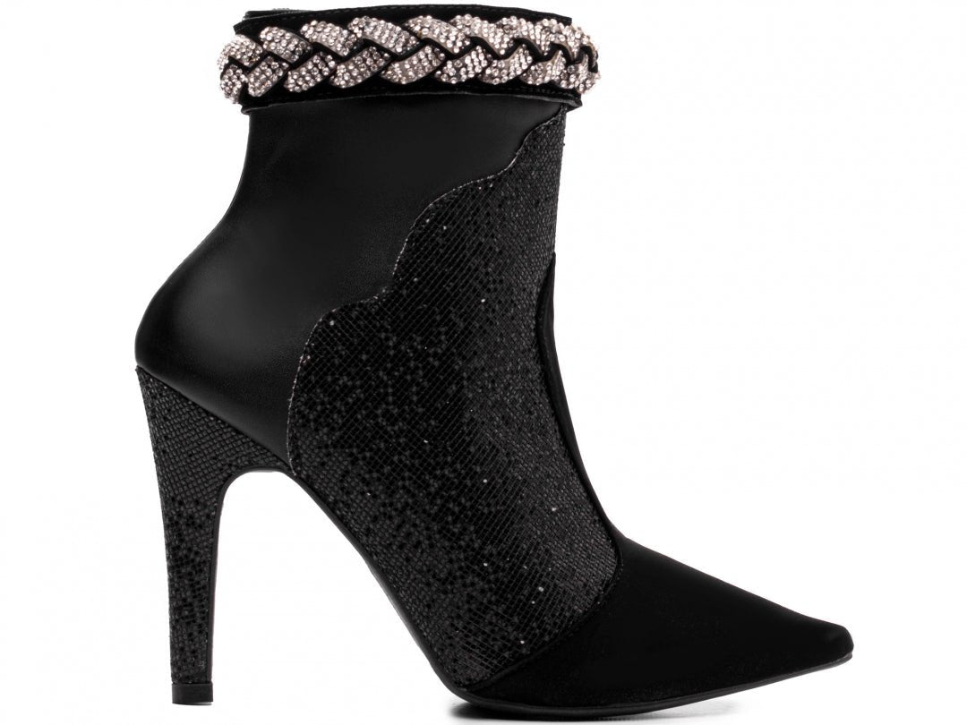 Bota Cano Baixo com Glitter e Pulseira Removível - Estilo e Versatilidade - Blisspump