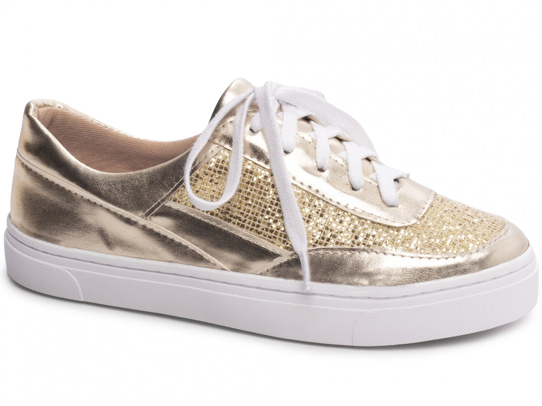 Tênis Dourado com Glitter: Elegância e Brilho