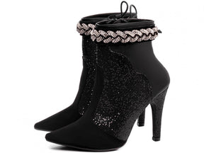 Bota Cano Baixo com Glitter e Pulseira Removível - Estilo e Versatilidade - Blisspump